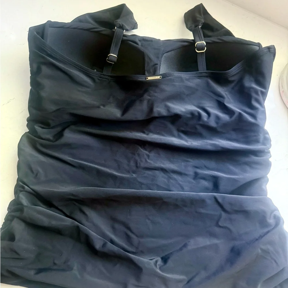 Black Ruched Tankini Swim Top